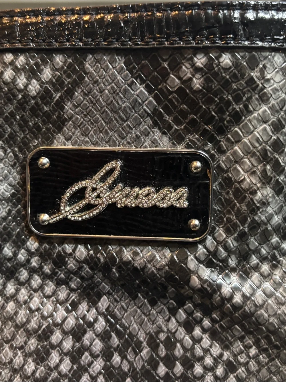 GUESS Lizy Snakeskin Handbag Faux Leather